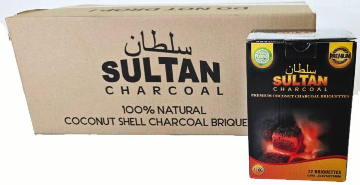 Vareparti - SULTAN CHARCOAL PREMIUM KOKOSNØTT-KULLBRIKETTER 100kg. 