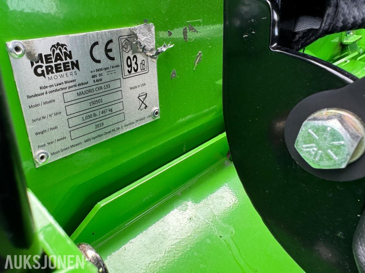 2019 Mean green cxr 133 sitteklipper elektrisk