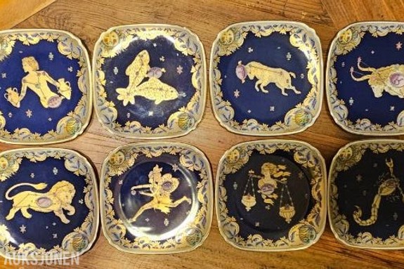 12 stk Hutschenreuter porselensfabrikk Zodiac Aquarius