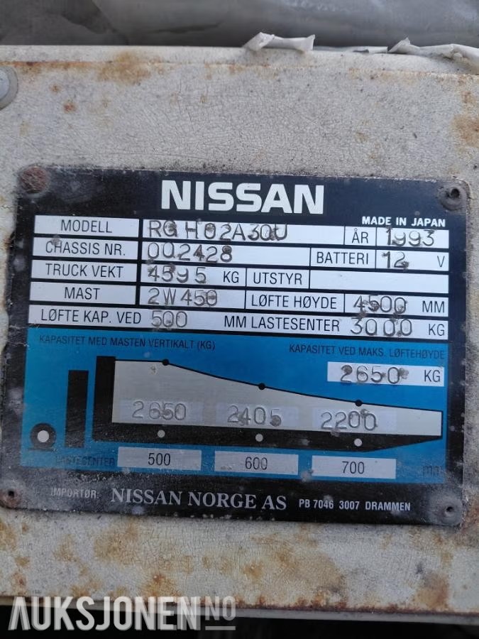 1993 Nissan RGH02A30U gaffeltruck
