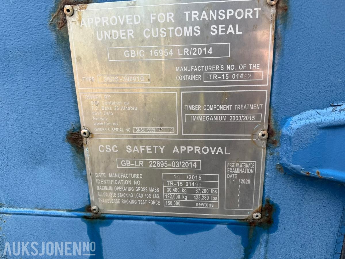 2015 BNS Container med sideåpning Intec Pumpe