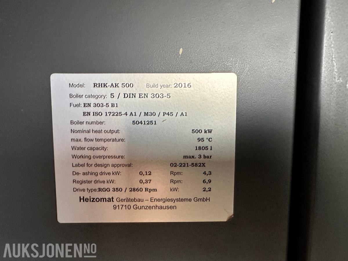 2016 HEIZOMAT RHK-AK 500 MOBIL FLISKJELEANLEGG / BIOENERGISENTRAL 500 KW