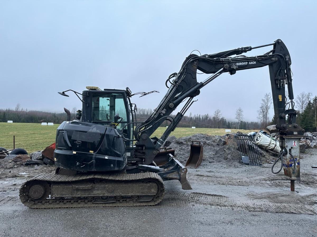 2019 Eurocomach 100TR 10-tonns gravemaskin, S50, 2 skuffer, Pigghammer