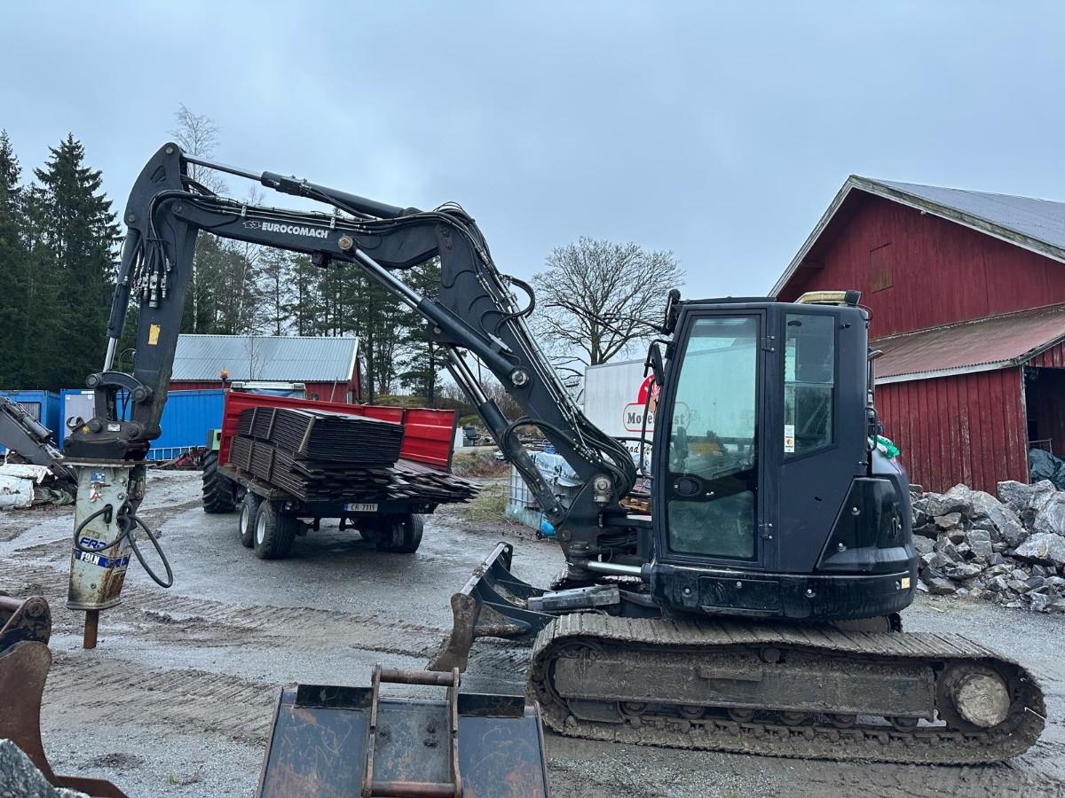 2019 Eurocomach 100TR 10-tonns gravemaskin, S50, 2 skuffer, Pigghammer