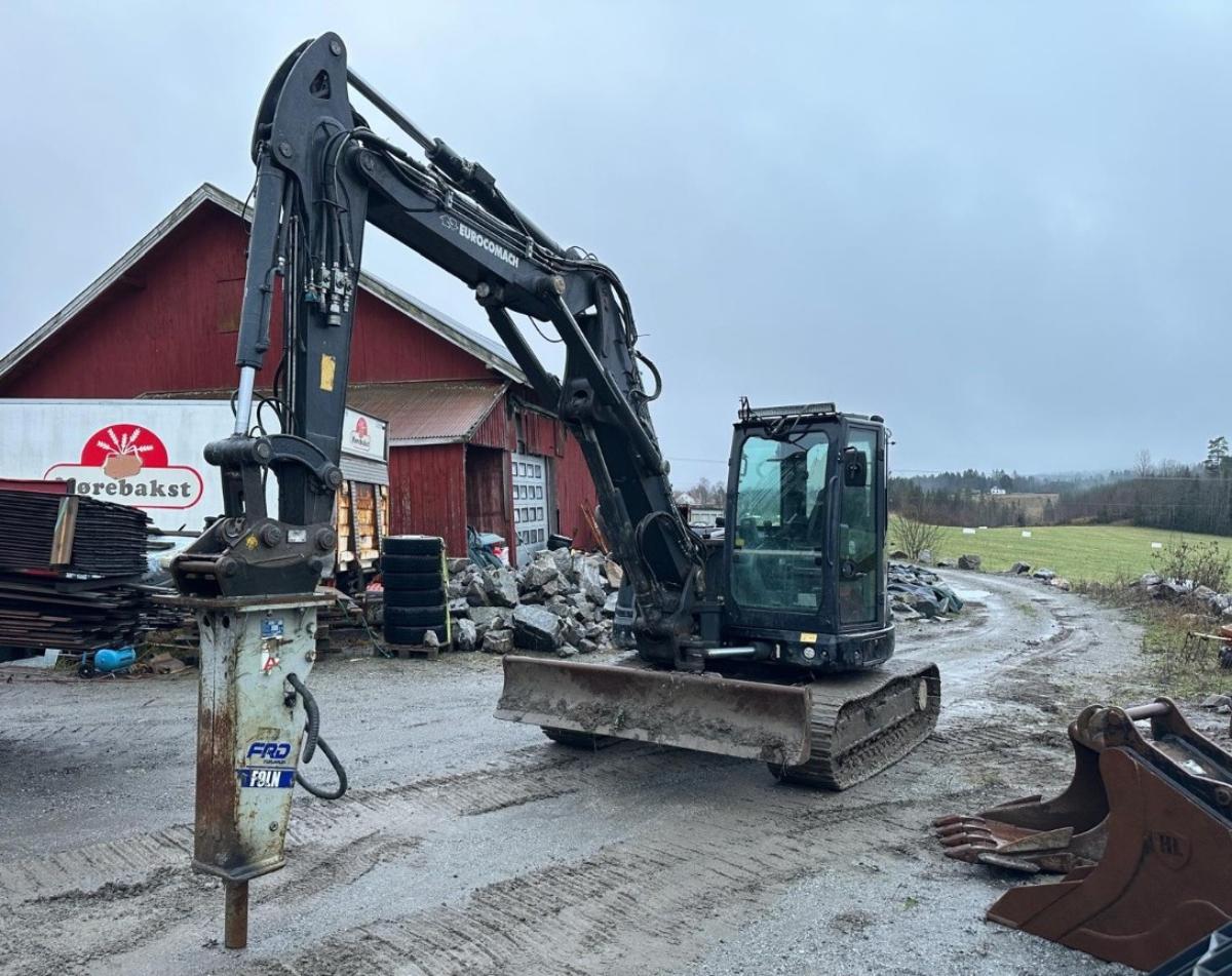 2019 Eurocomach 100TR 10-tonns gravemaskin, S50, 2 skuffer, Pigghammer