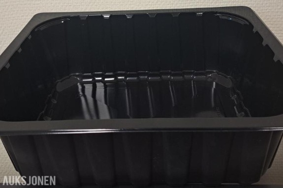 Mat emballasje. Skål i svart PP 325x265x100mm. (L x B x H) Volum 6000ml. (6 liter) 108 stk. pr eske