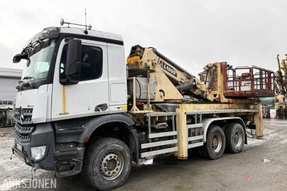 2018 Mercedes-Benz Arocs 2636 m Normet L1000 hydraulisk plattform, lav km, 1000kg kapasitet, 13 m rekkevidde