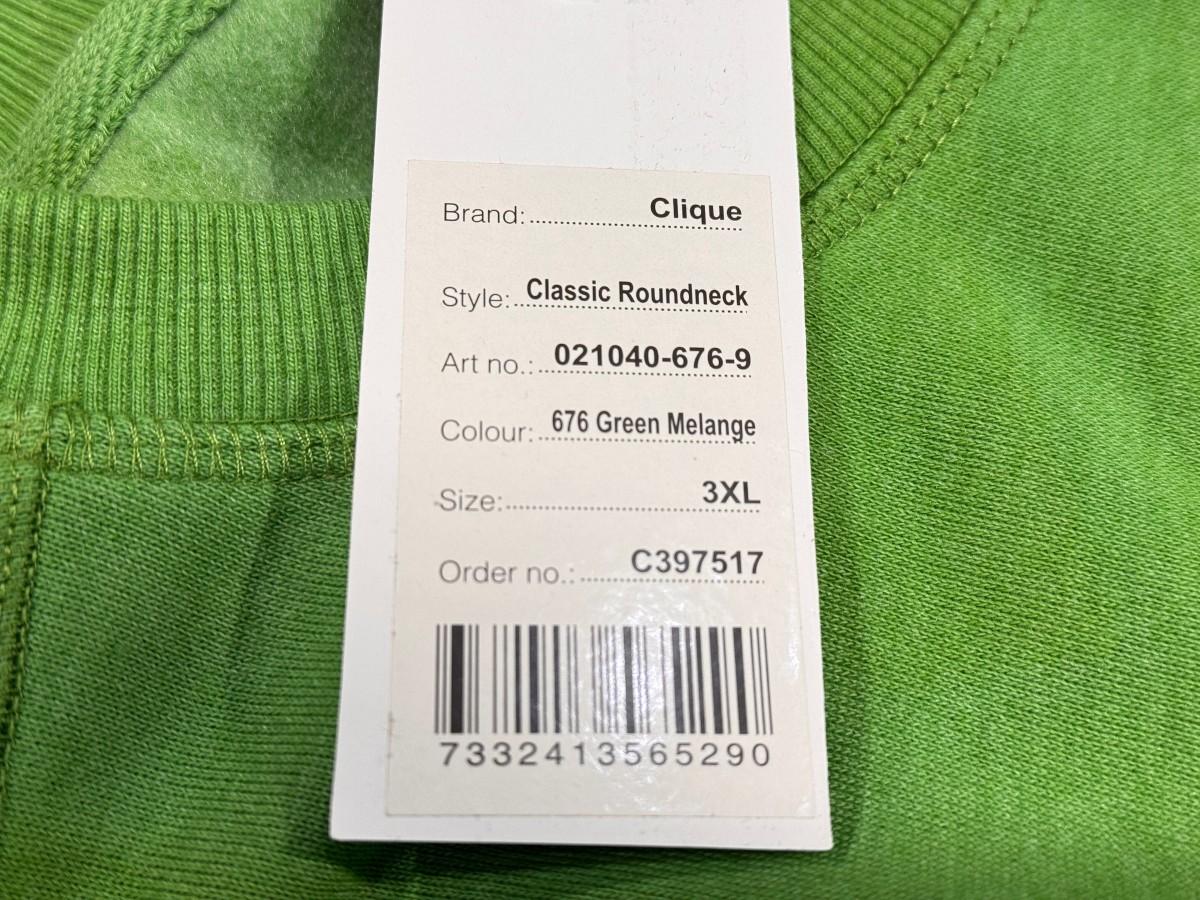 6 stk Clique Classic Roundneck gensere i størrelse 3XL – Green Melange