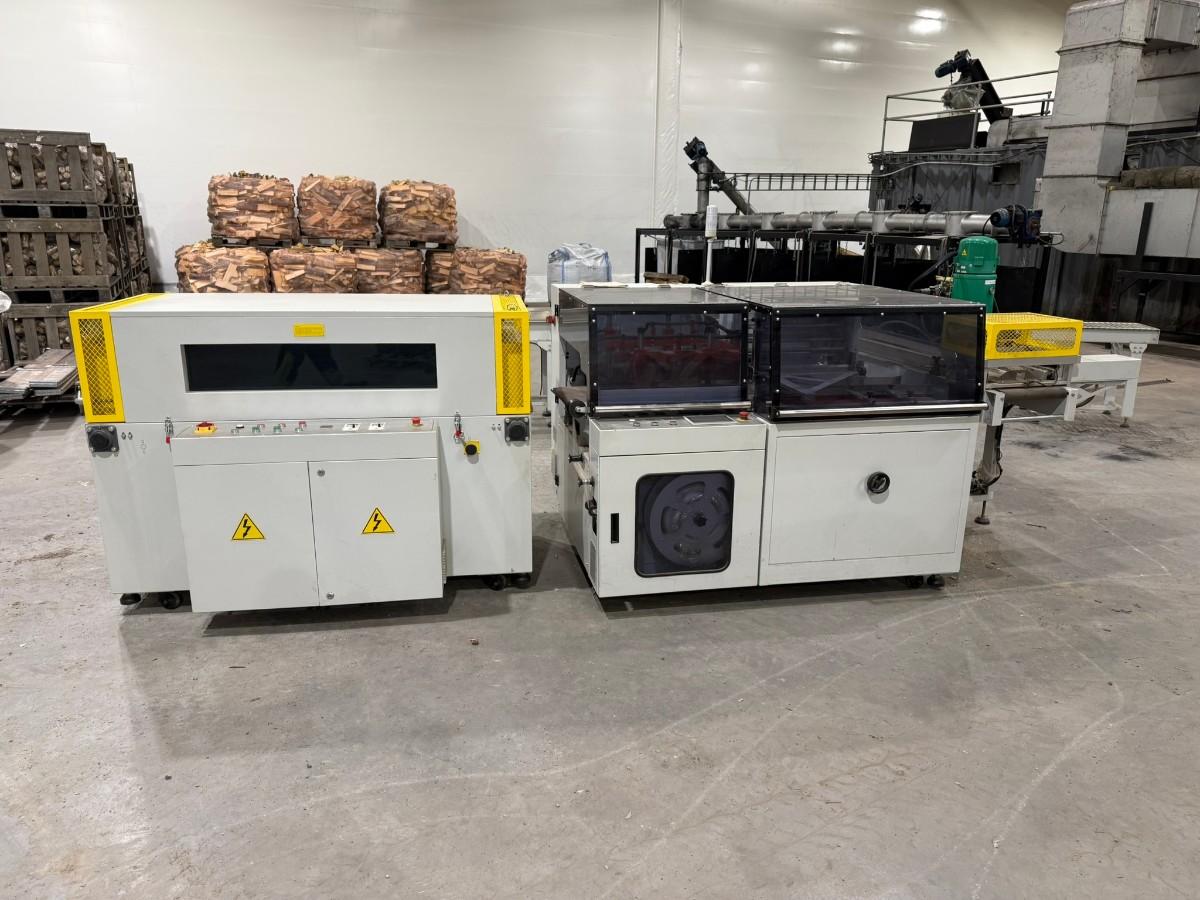 2023 Komplett industrielt krympepakkeanlegg / transportbånd / rullebane / 16 pakker plast