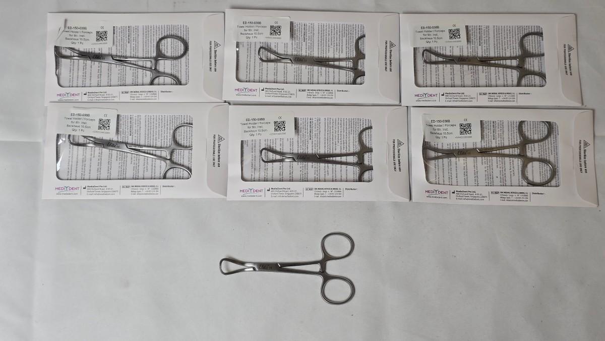7 stk MedixDent Elite Backhaus håndkleklemmer ED-150-038B