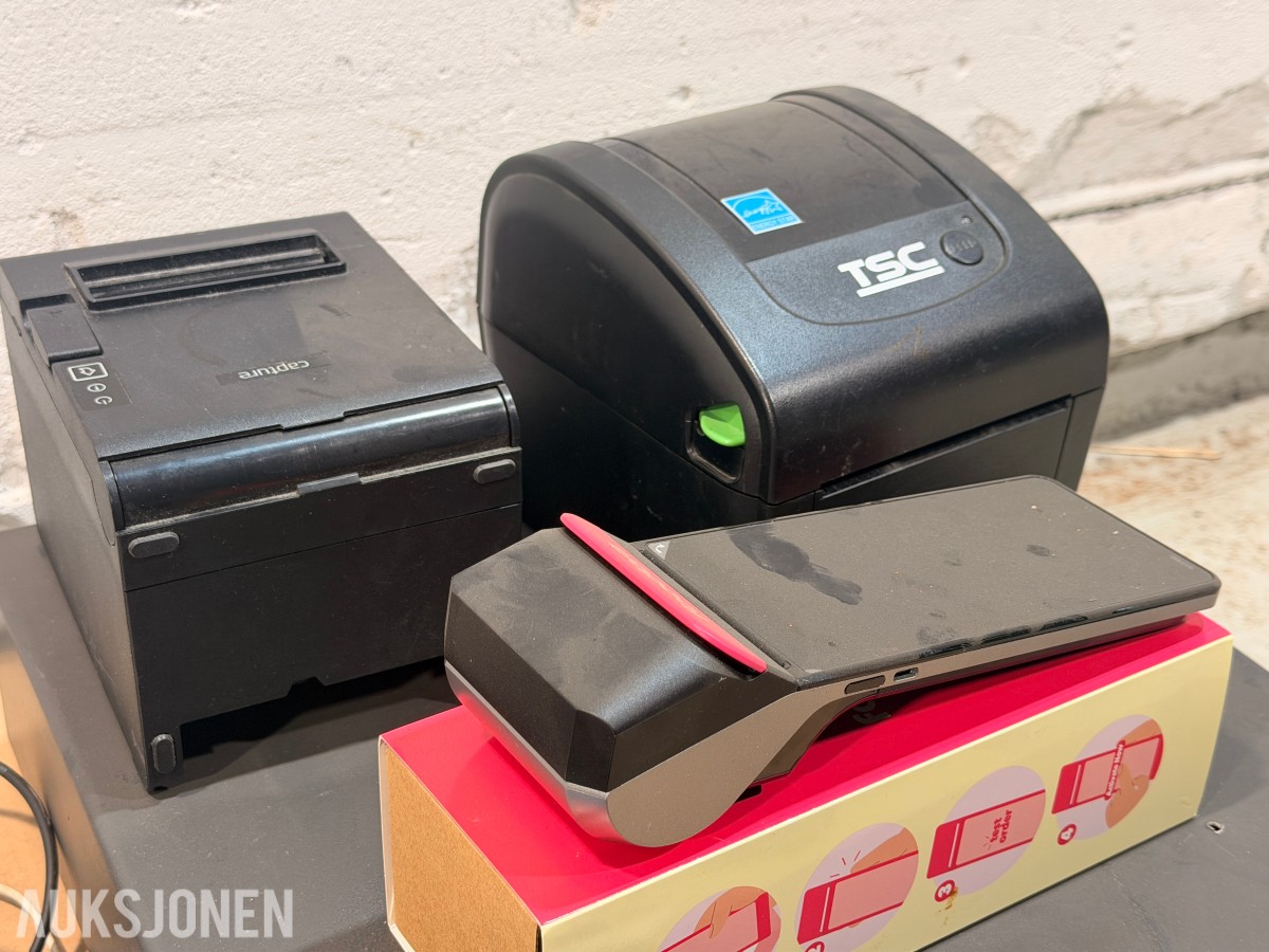 POS-utstyr med Tysso terminal, SUNMI V3H, skrivere og skanner