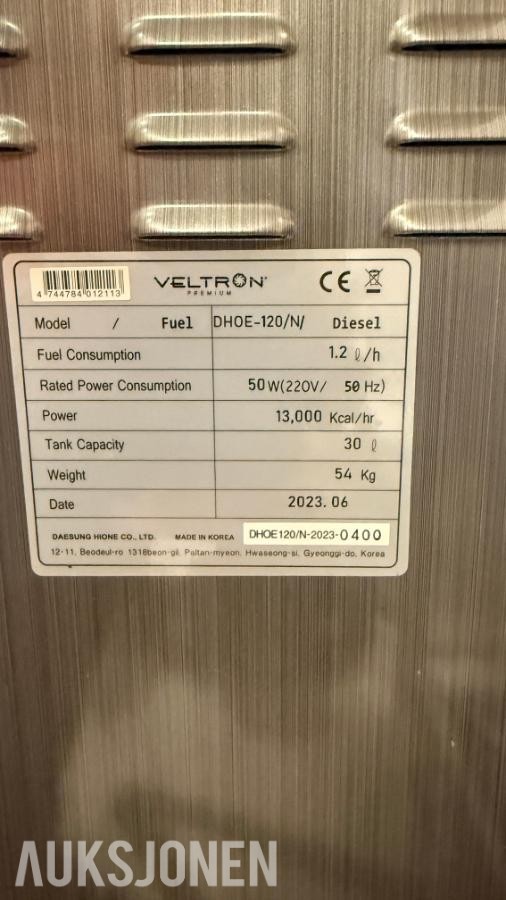 2023 Veltron DHOE - 120 - dieselvarmer