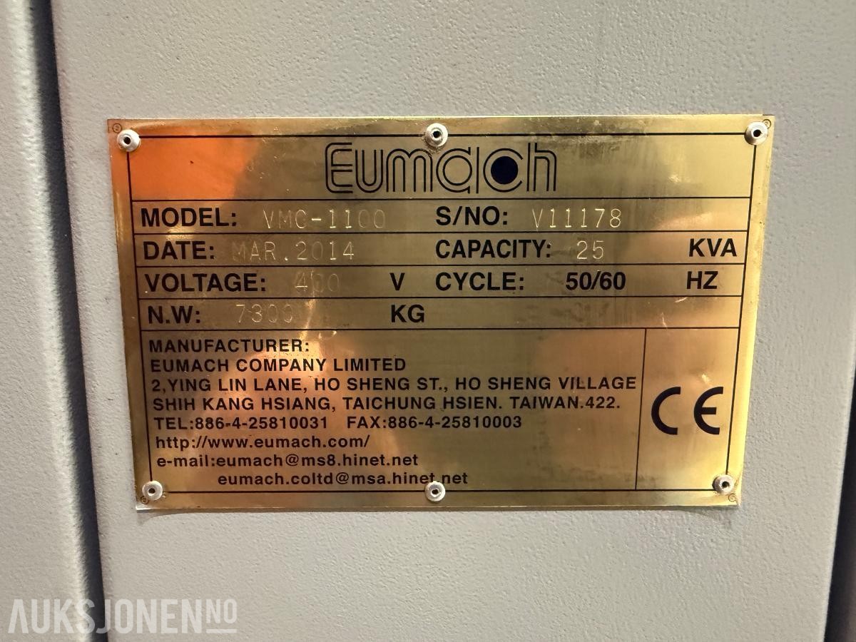 2014 Eumach 3Akse fresemaskin VMC 1100 400V