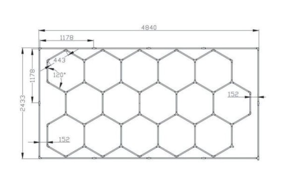 Hexagon LED Taklys 484x243 cm - NYTT I ESKE - Studio Lys til Garasje