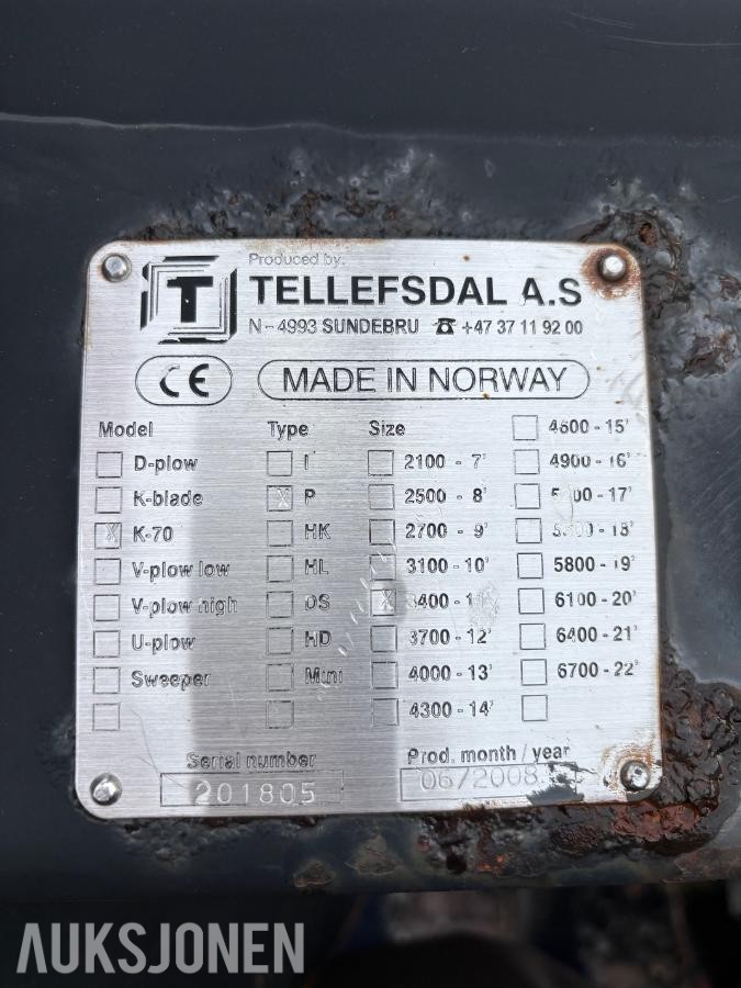 2008 Tellefsdal K-70 3400 mm Plog