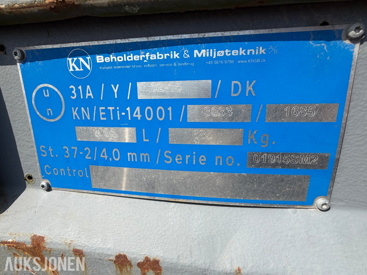 2015 KN Beholderfabrik & Miljøteknik 1000 L dieseltank