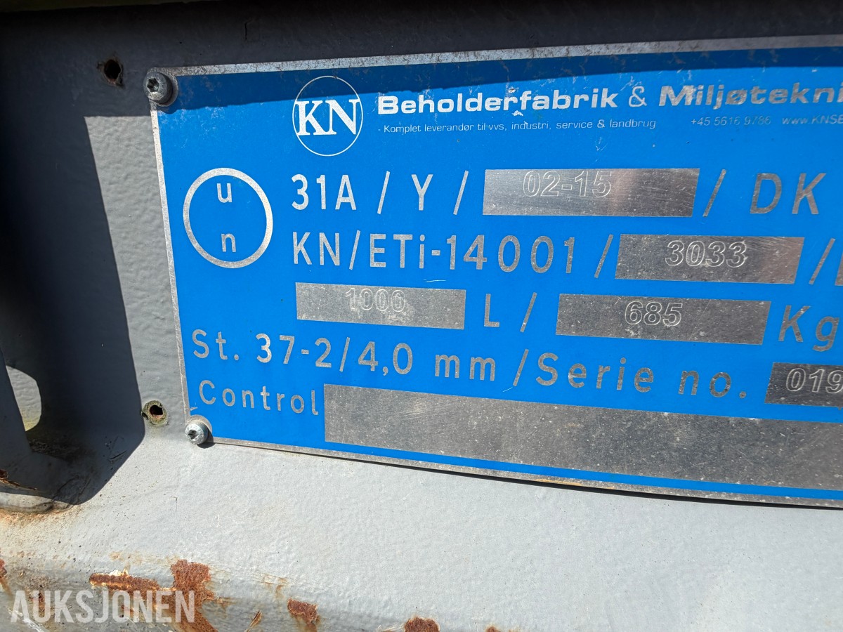 2015 KN Beholderfabrik & Miljøteknik 1000 L dieseltank