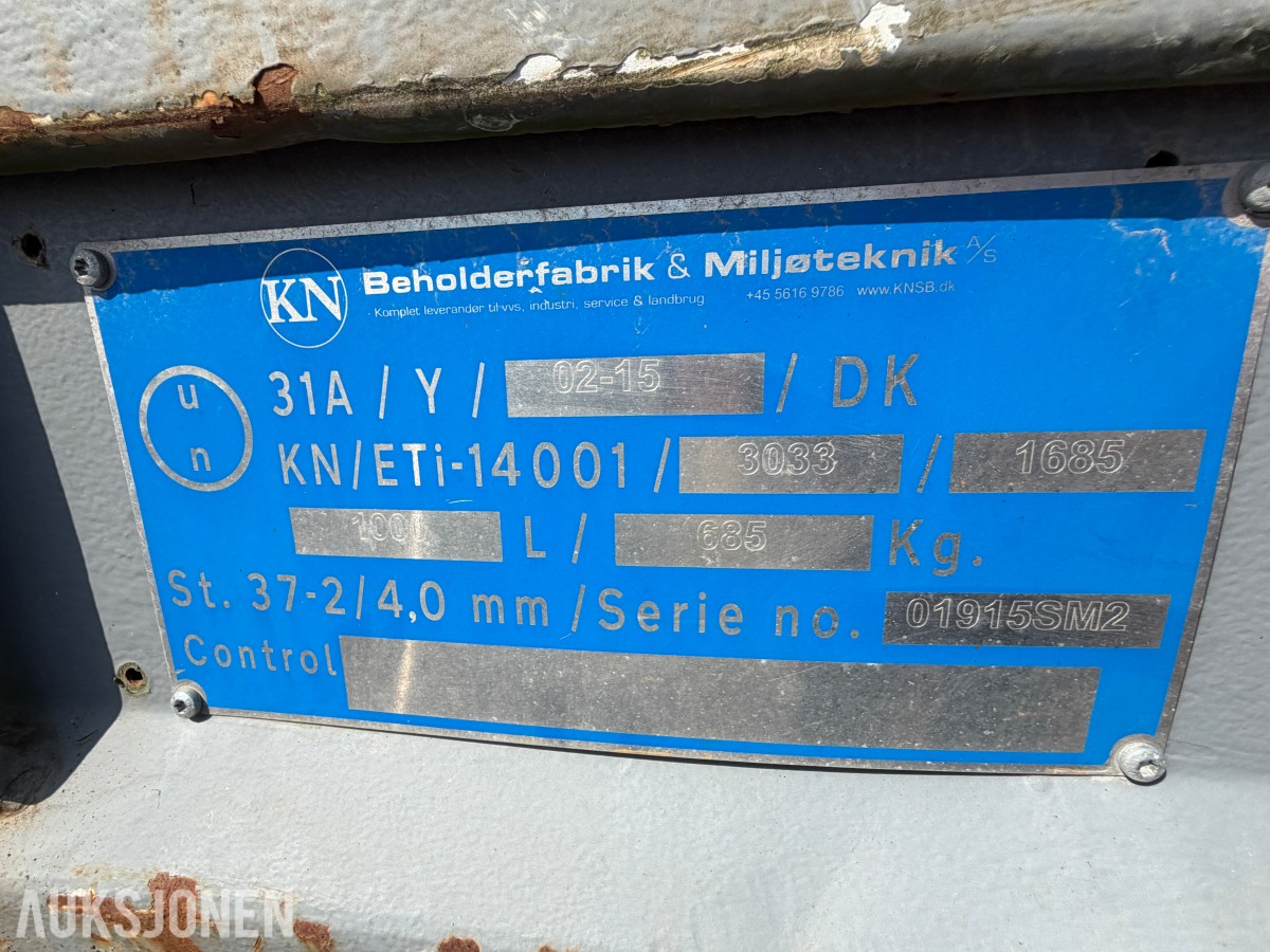 2015 KN Beholderfabrik & Miljøteknik 1000 L dieseltank
