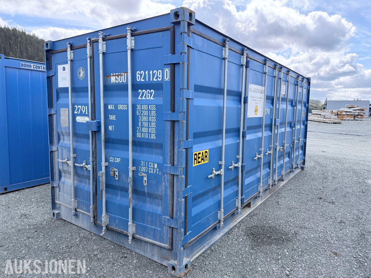 2022 20 fots container med sideåpning og ristgulv