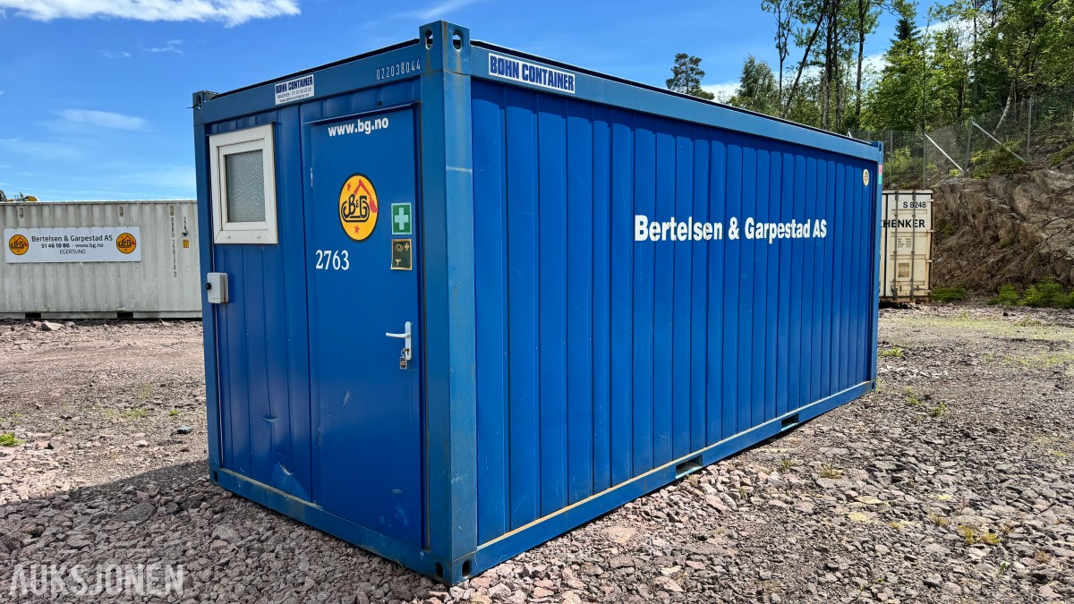 20 FOT sanitærcontainer 20 fot – med dusj, toalett og vaskesone
