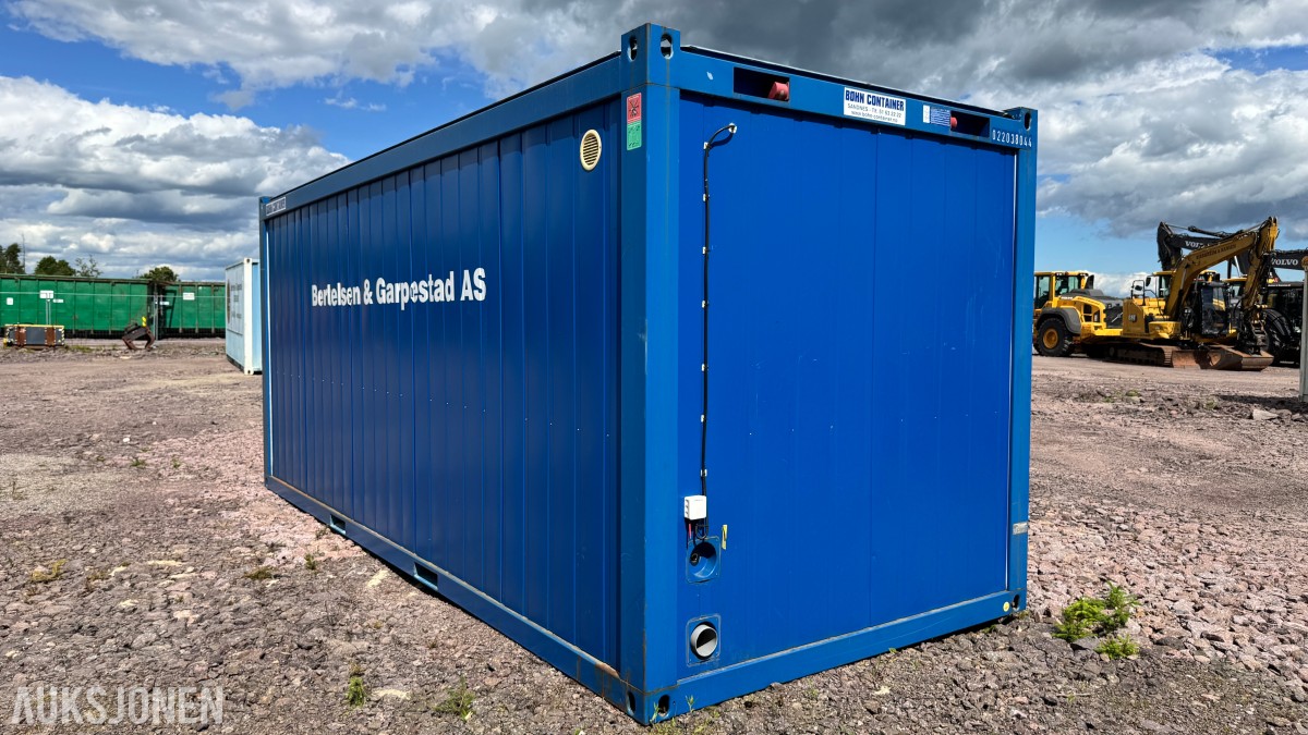 20 FOT sanitærcontainer 20 fot – med dusj, toalett og vaskesone