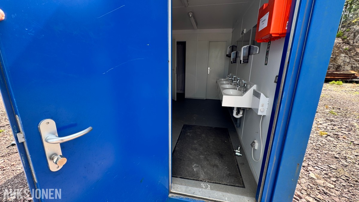 20 FOT sanitærcontainer 20 fot – med dusj, toalett og vaskesone
