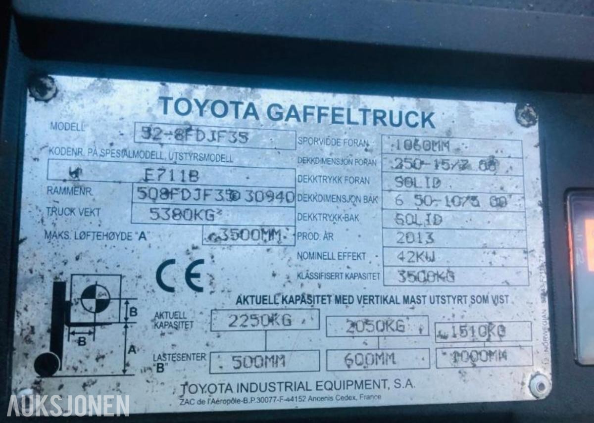 2013 Toyota 52-8FDJF35 Truck - Motvektstruck