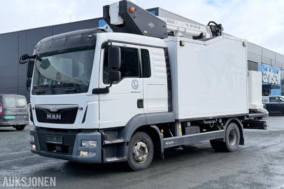 2018 MAN TGL liftbil med verkstedinnredning – nylig EU-godkjent og lav kmstand