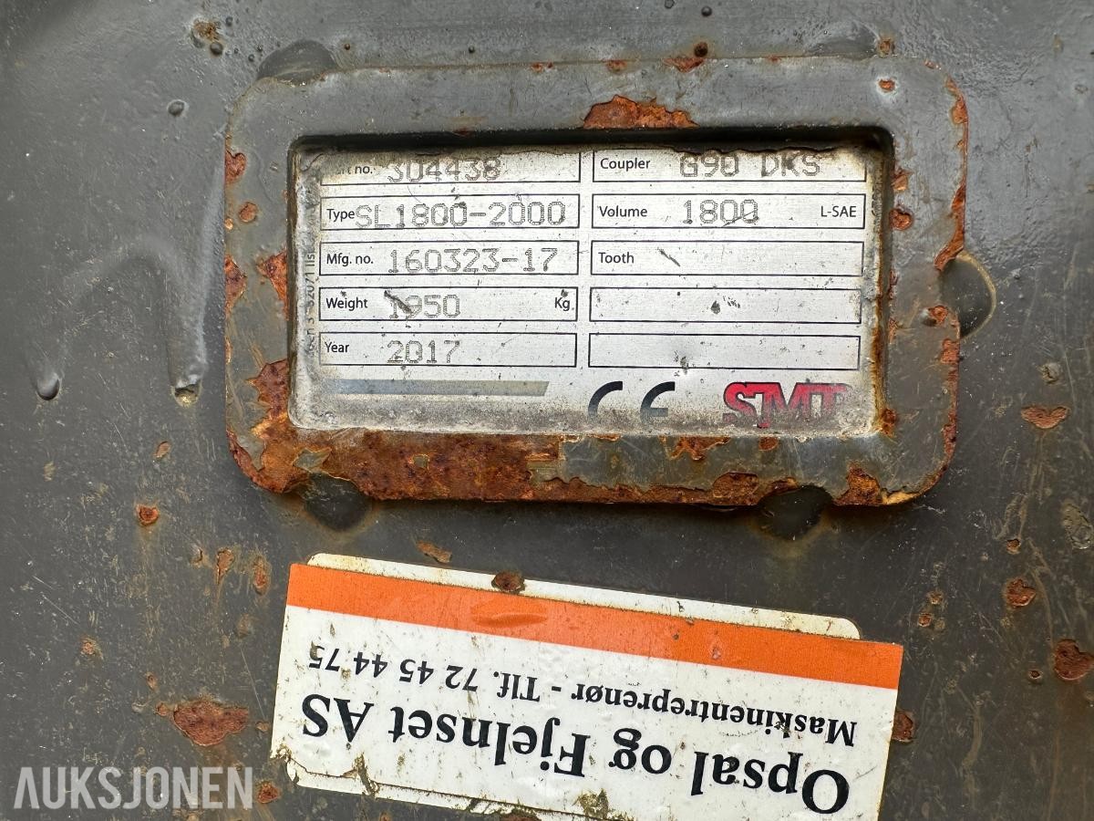 2017 SMP SL1800-2000 Hydraulisk pusseskuff / tiltskuffe - s