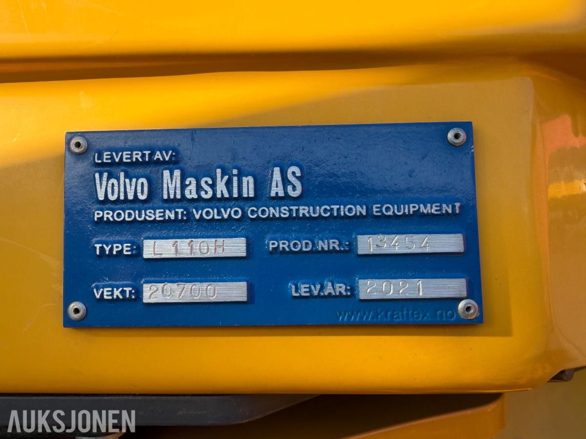 2021 Volvo L110H Hjullaster, spakstyring, sentralsmøring, OptiShift, 12779 Timer