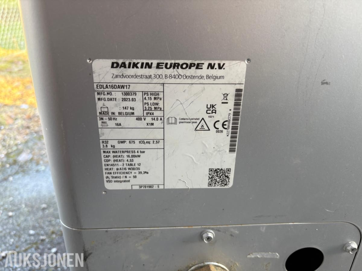 2023 Daikin vannbåren varme utedel 400v 16 kw ELDA16DAW17 