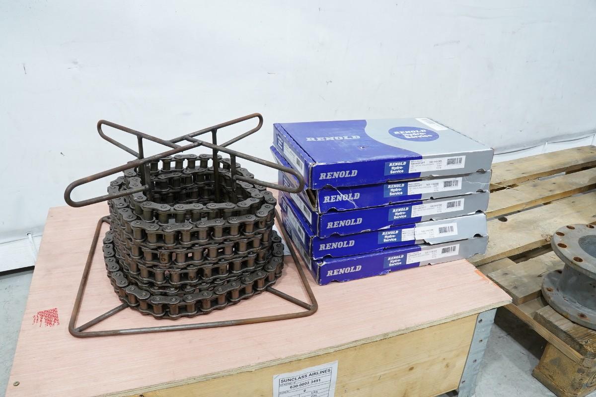 Parti med hydraulisk vinsj, Henriksen HTH 2.5, rullekjeder og industrideler