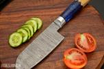 Håndlaget kjøkkenknivsett – 5 kniver Damaskus stål med lærmappe