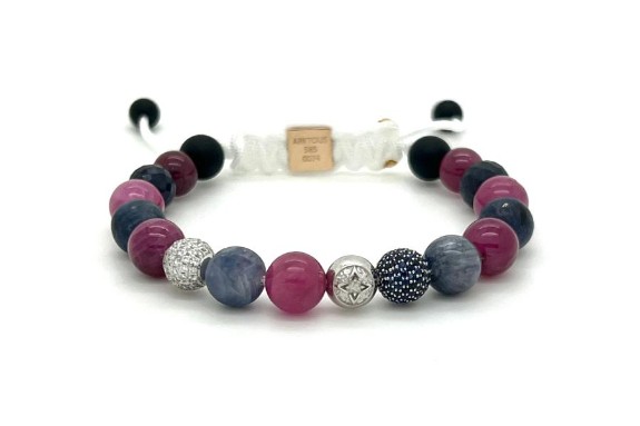 ARKTOUS BEADS ARMBÅND I 14K GULL MED RUBINER, SAFIRER OG DIAMANTER VEIL KR: 102 000,-