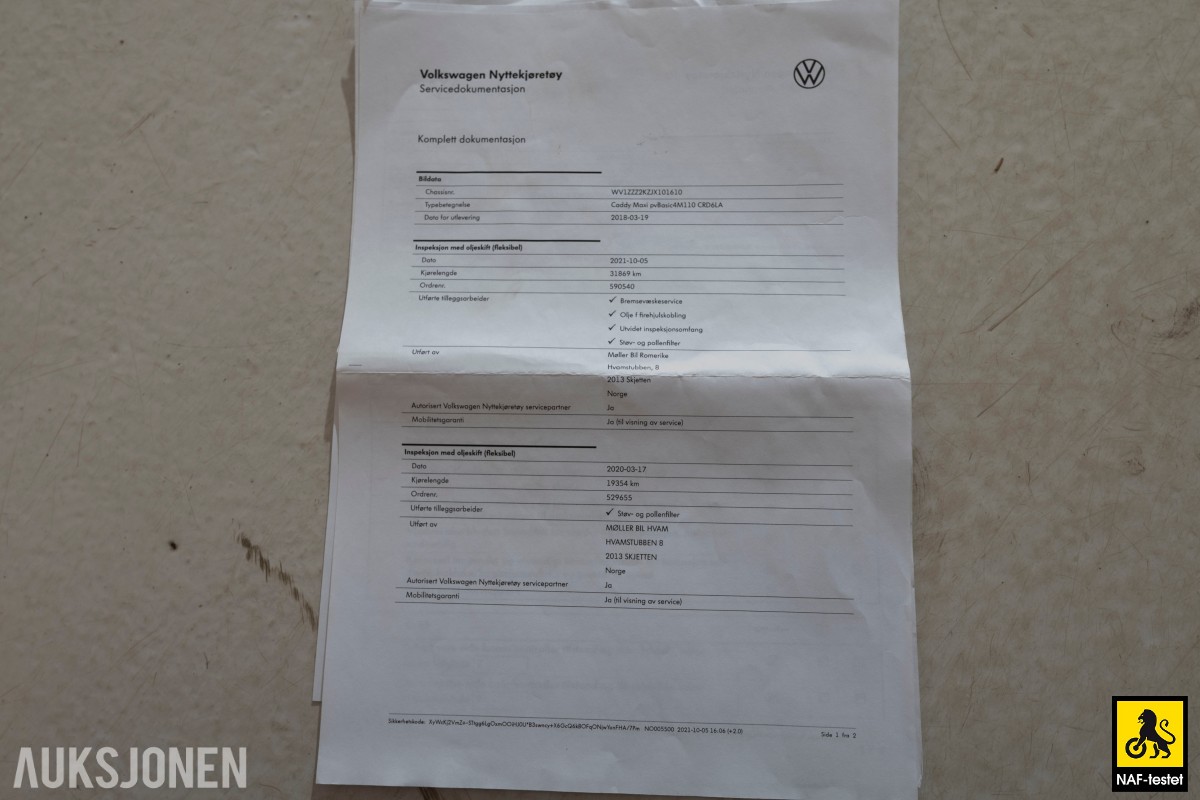 2018 Volkswagen Caddy Maxi 150HK TDI DSG 4MOTION HENGERFESTE VARMER KAMERA