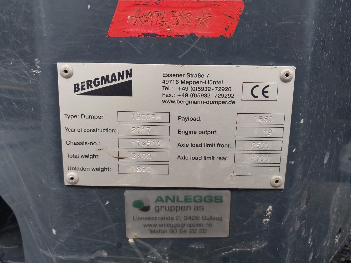 2017 Bergmann 1200FH Minidumper kun 524timer