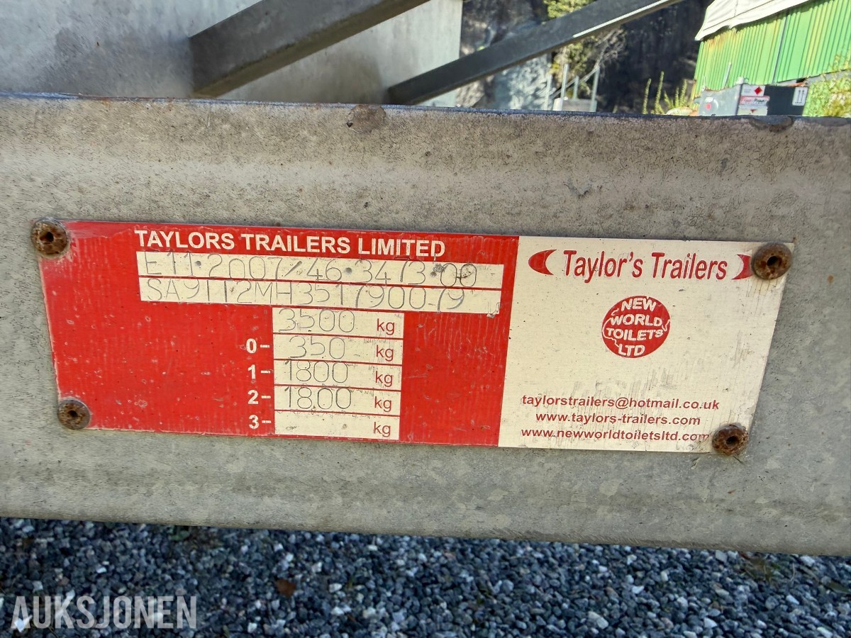 2017 Taylors Trailers Heavy Duty -Maskinhenger 3500 kg
