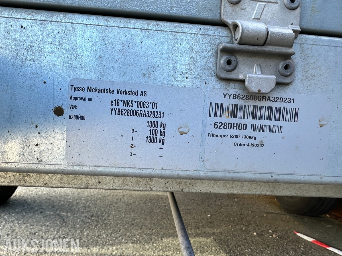 2024 Tysse 6280H00 tilhenger – 1300 kg – høye karmer/netting