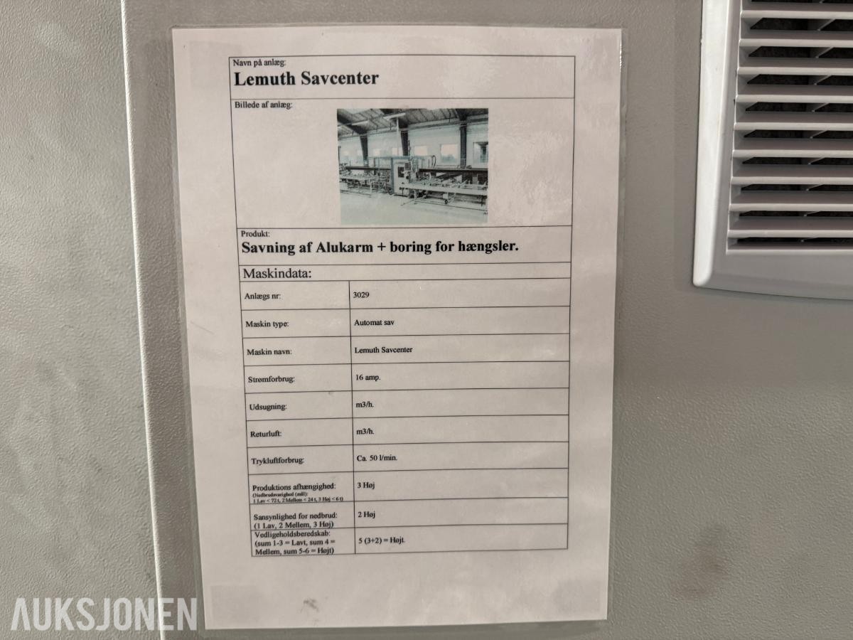 Lemuth Gmbh Saganlegg for klipping av aluminiumsprofiler