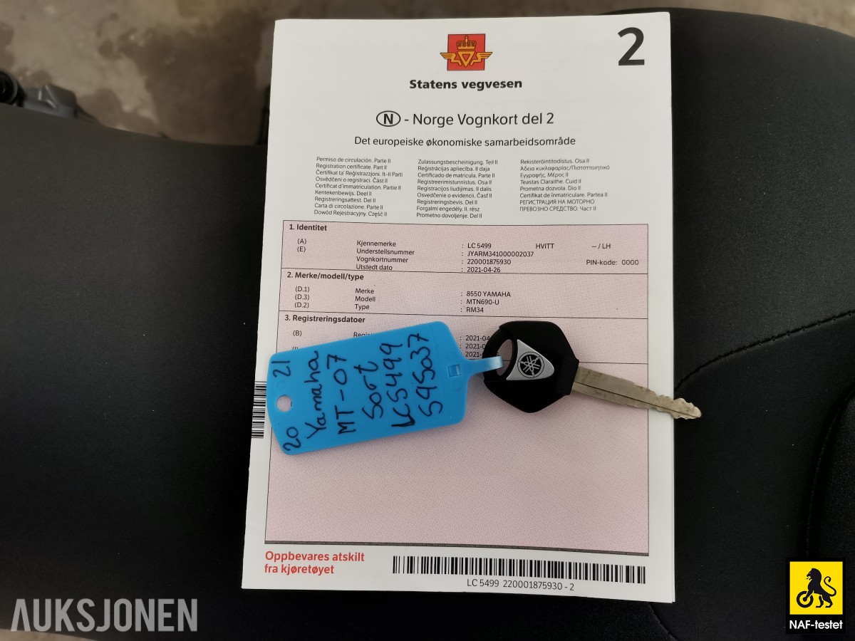 2021 Yamaha MT-07 - MELLOMTUNG A2 - 48 HK