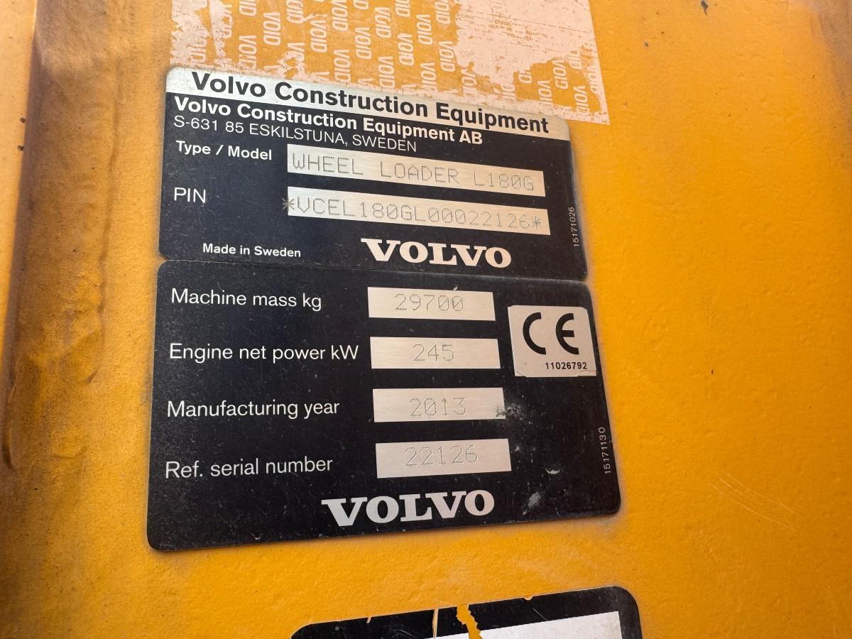 2013 Volvo L180G hjullaster med sentralsmøring, Spakstyring og 3. funksjon