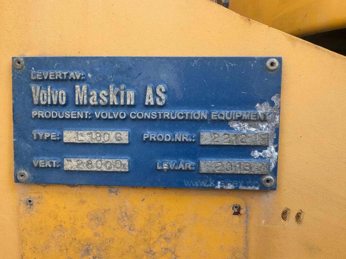 2013 Volvo L180G hjullaster med sentralsmøring, Spakstyring og 3. funksjon