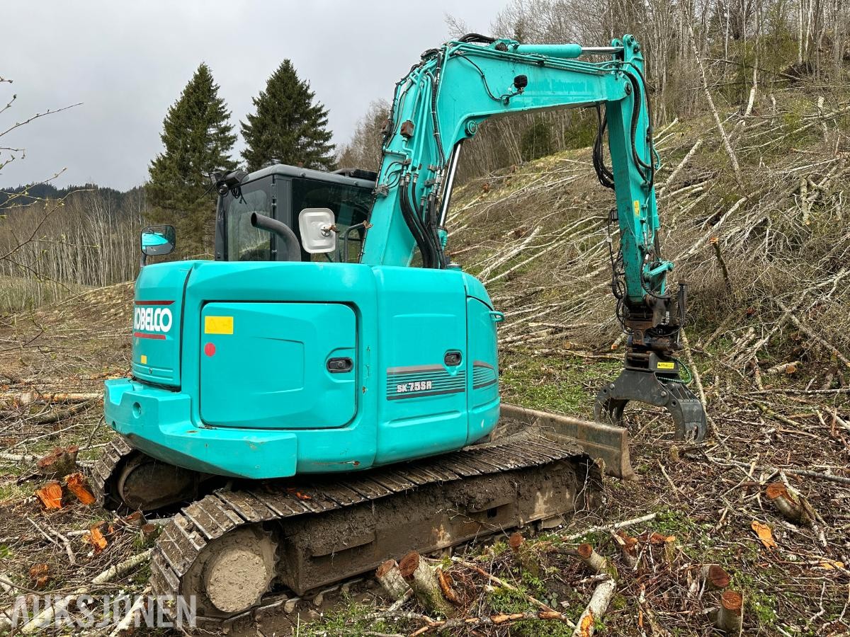 2015 Kobelco SK75SR Gravemaskin | Rotortilt, tømmerklype og pusseskuffe |