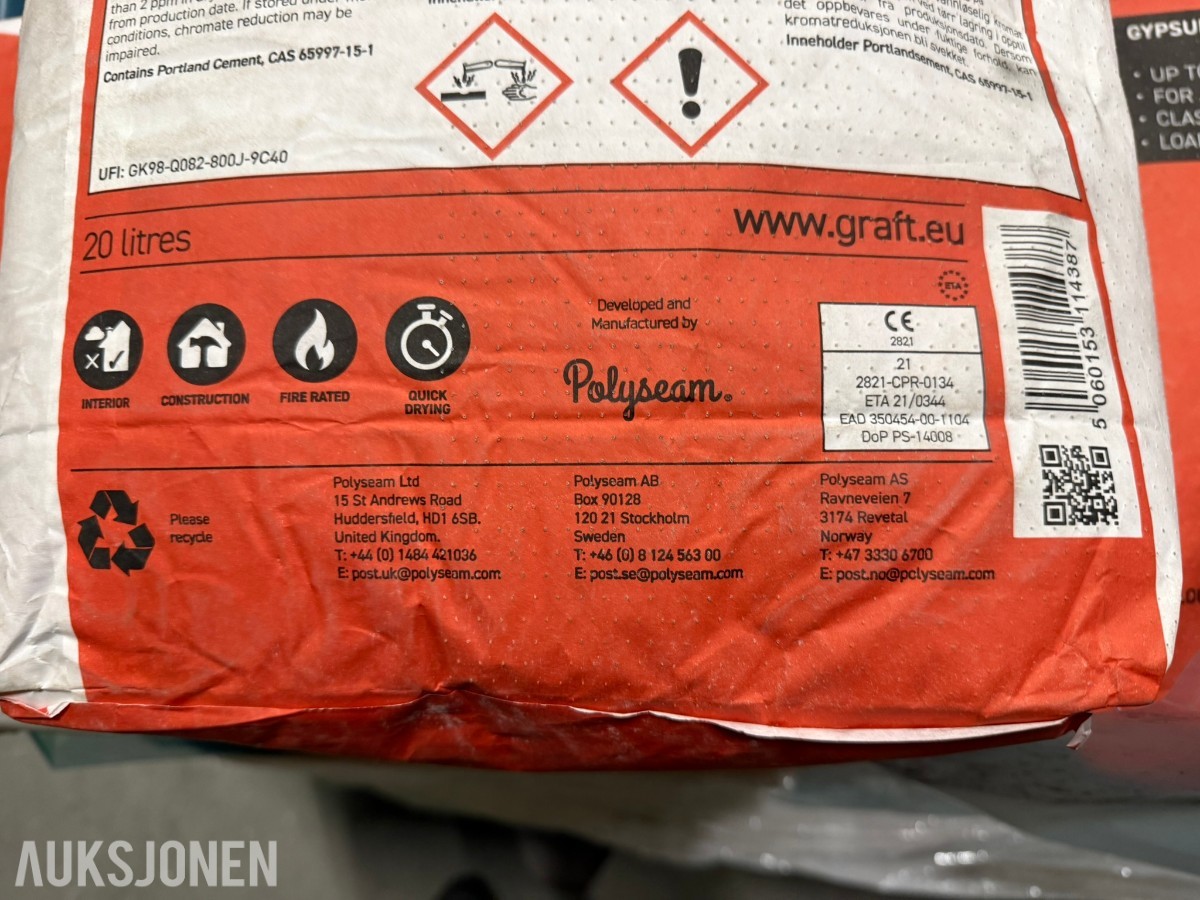 GRAFT FR Mortar Brannklassifisert mørtel – 60 sekker