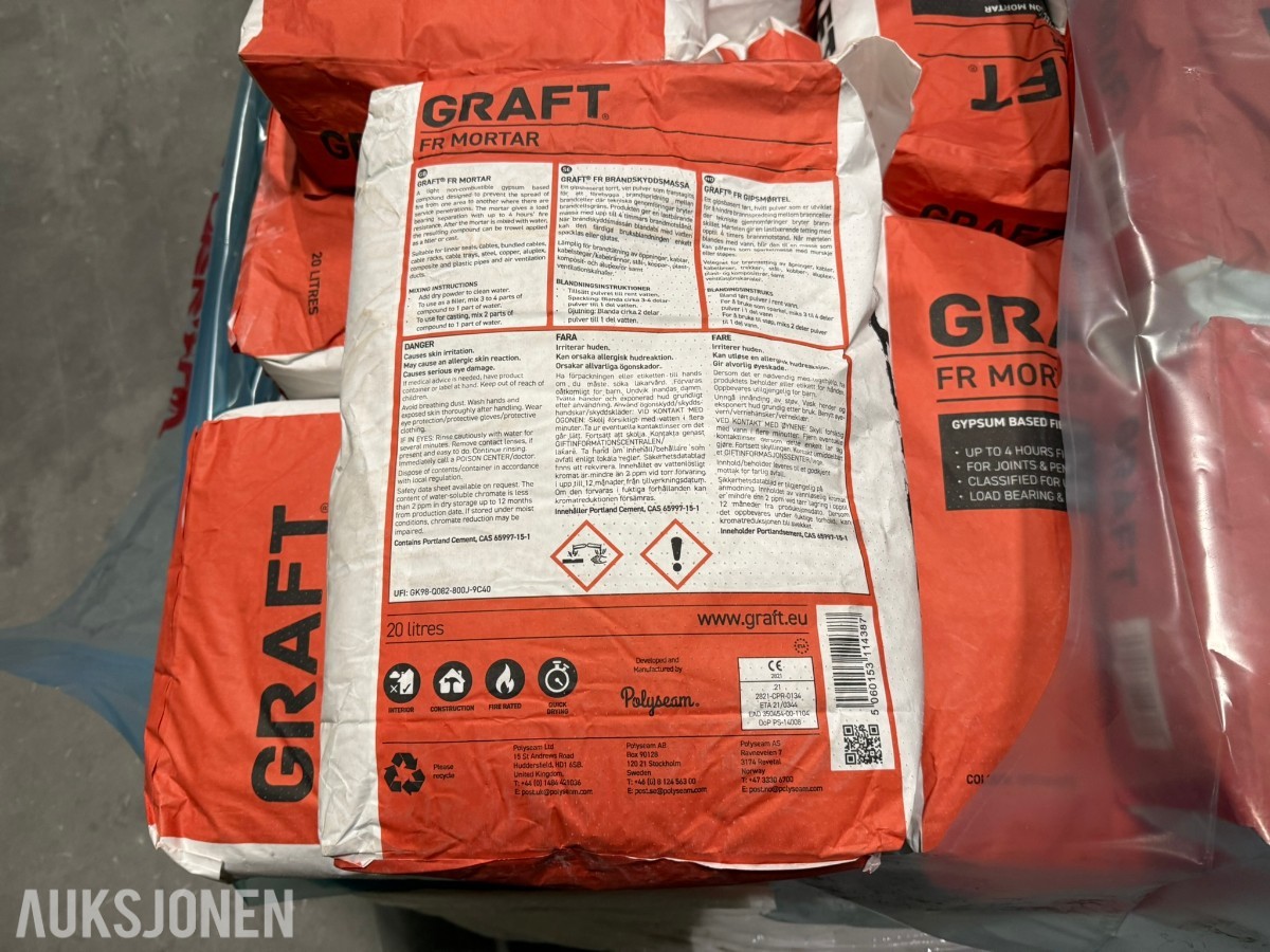 GRAFT FR Mortar Brannklassifisert mørtel – 60 sekker