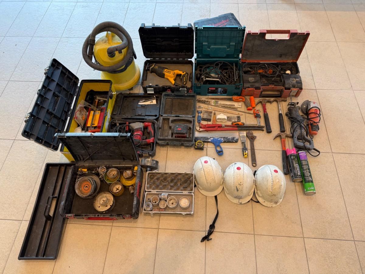 Samlet verktøypakke med Makita, Milwaukee, DeWalt, Fein, Bosch og Kärcher