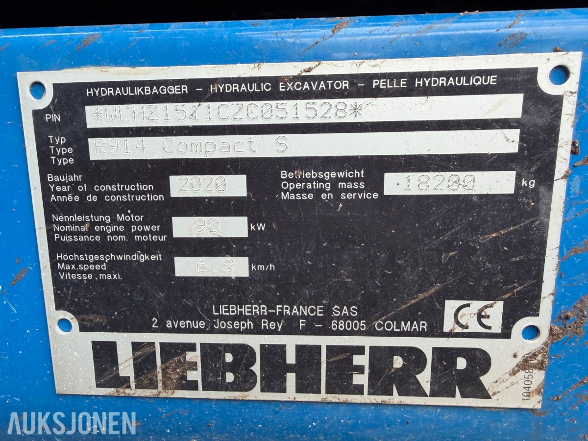 2020 Liebherr R914 compact S Gravemaskin 