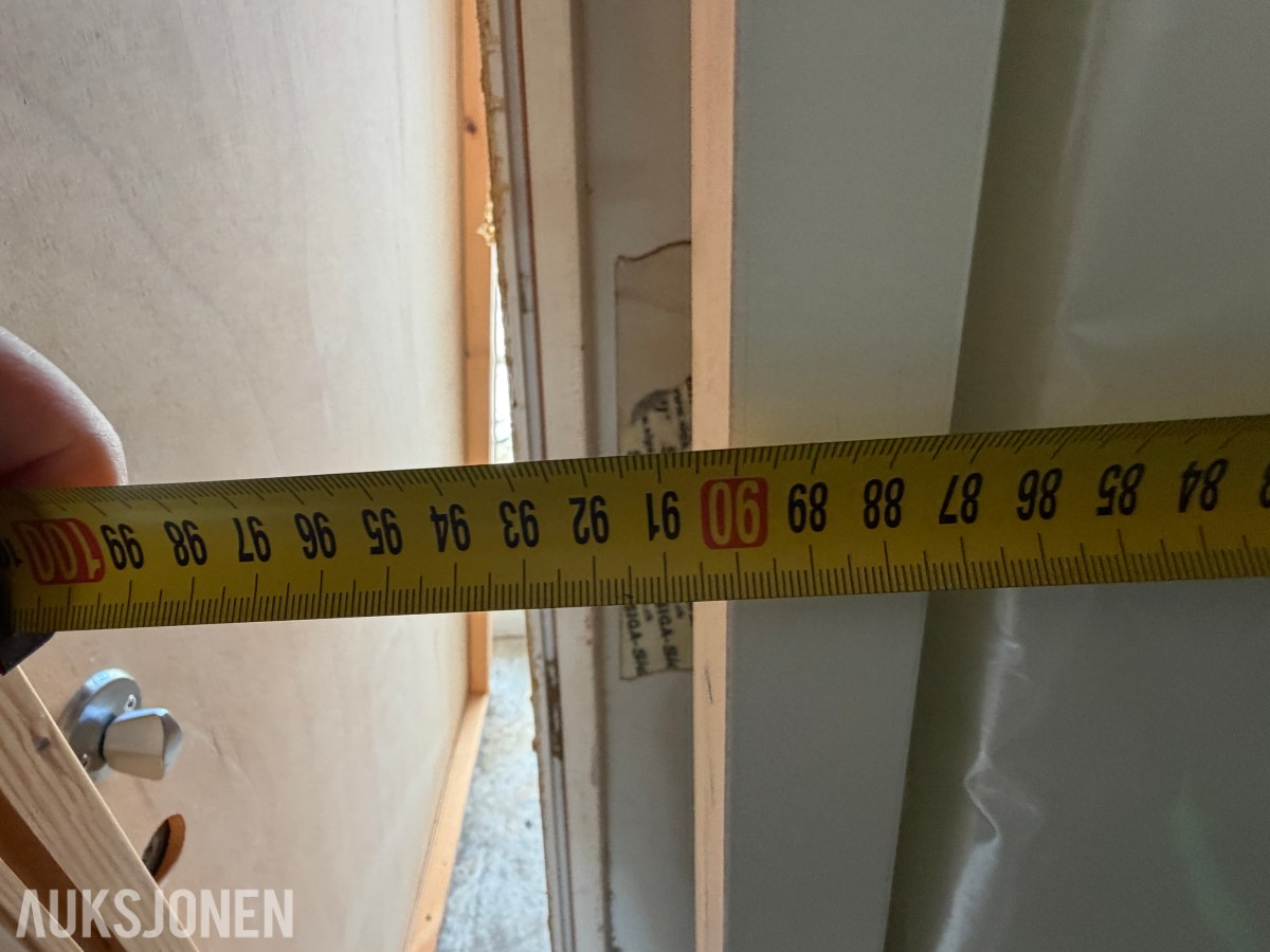 Dør med karm / 90x220cm / Hvit / Glass og sprosser