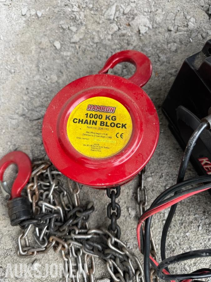 Vinsj, talje og batterilader Brukt