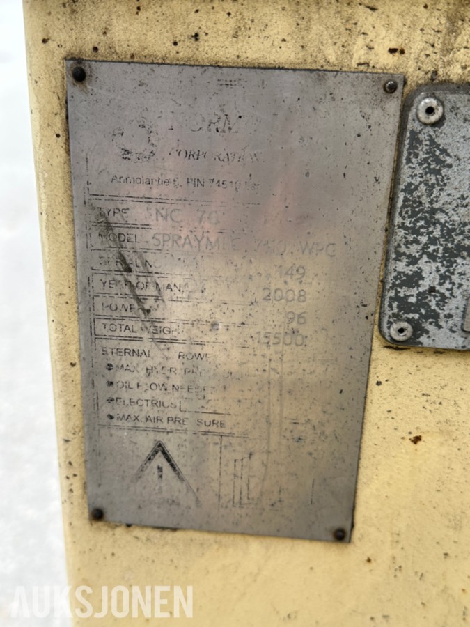 2008 Normet Spraymec 710 WPC tunnel-/sprøytebetongrigg, 4377 timer